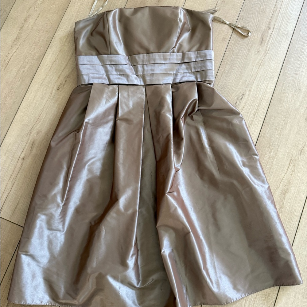 Ann Taylor Satin Dress in Shimmering Brown